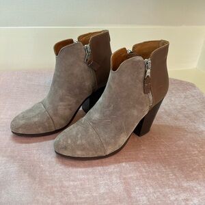 Rag & Bone Suede Booties in Stone and Tan, EU Size 38, US Size 7.5